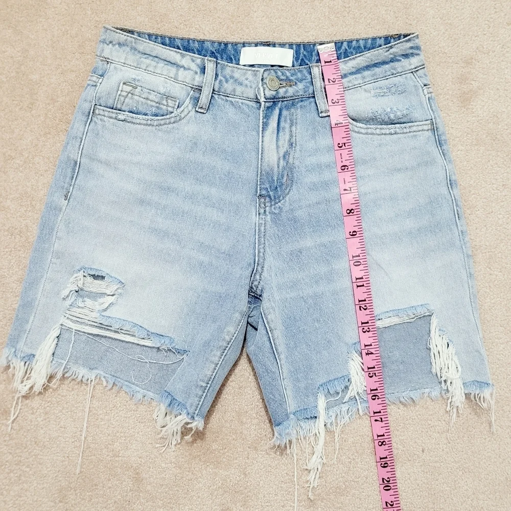 VERVET Women's Denim Jean Light Wash Shorts Distressed 100% Cotton Size Small - Picture 6 of 12